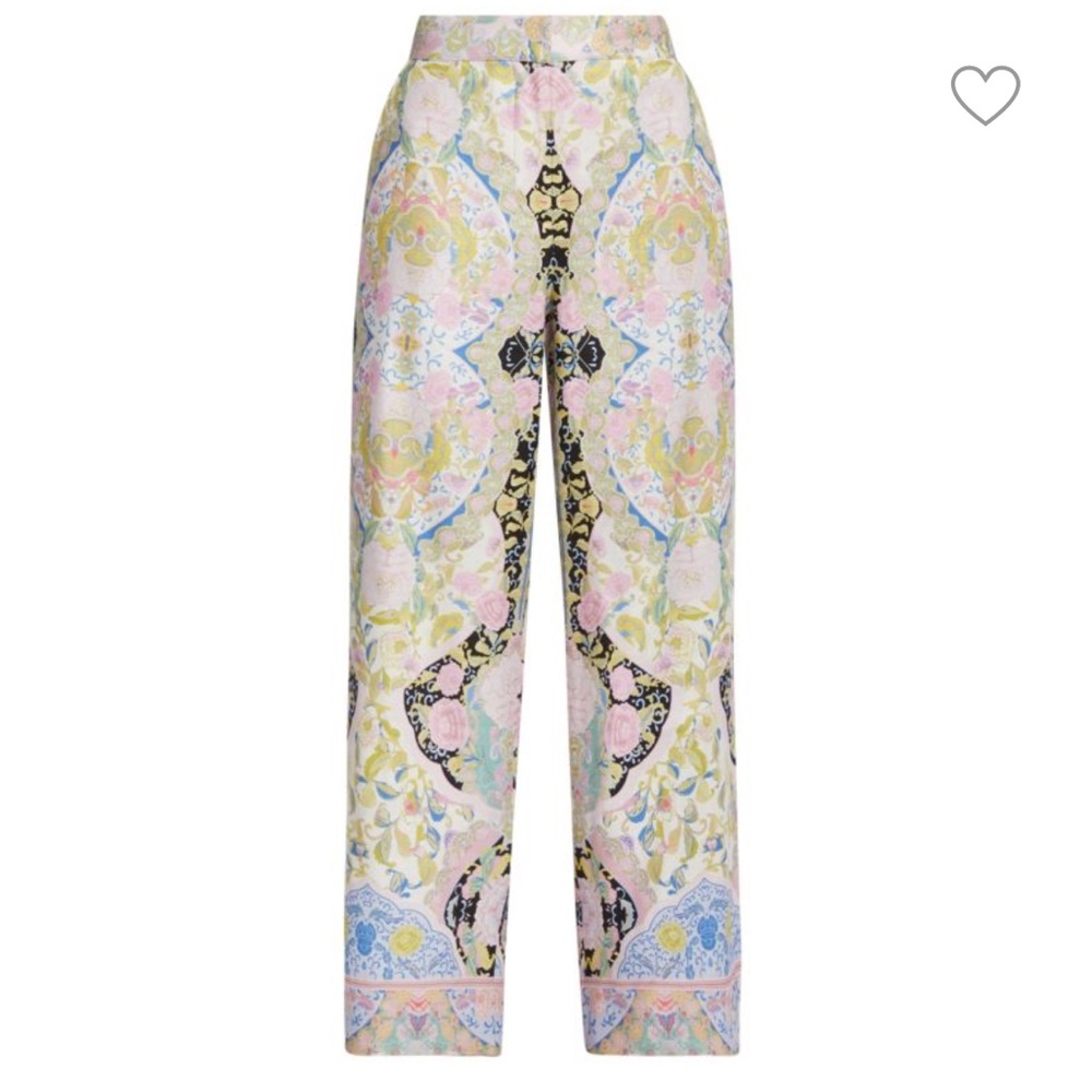 NWT Elie Tahari Skyler Print Linen Blend Pants in Summer Damask Print. Size 4